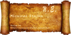 Micsinai Etelka névjegykártya